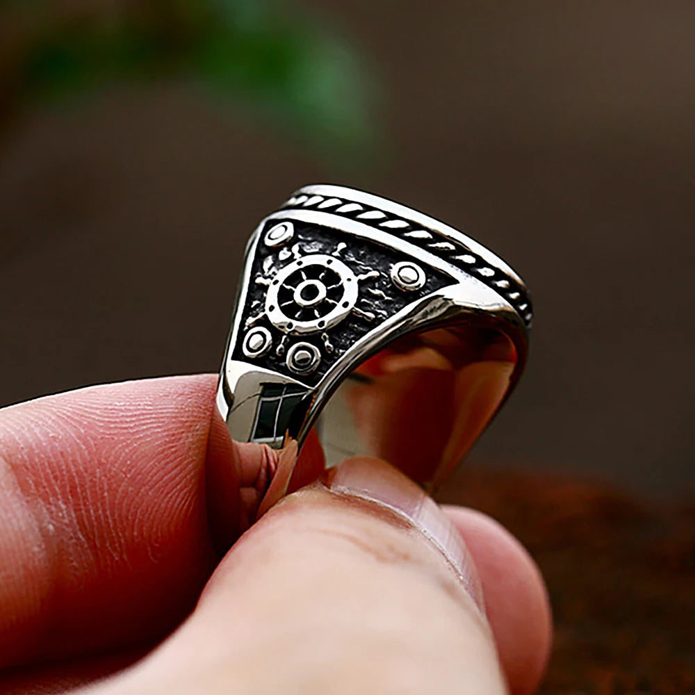 Vintage Gothic Pirate Skull Stainless Steel Ring for Men - Rock Punk Motorcycle Party Jewelry Gift
