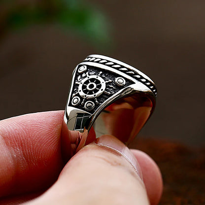 Vintage Gothic Pirate Skull Stainless Steel Ring for Men - Rock Punk Motorcycle Party Jewelry Gift