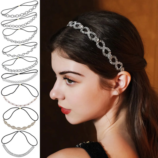Luxury Pearl Rhinestone Beaded Hairband Lace Crown Crystal Bridal Tiara for Weddings and Special Events