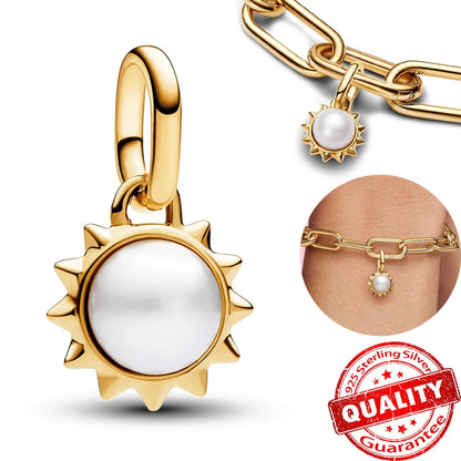 Elegant 925 Sterling Silver Pearl Heart Key Pendant for Bracelets and Necklaces FCC311