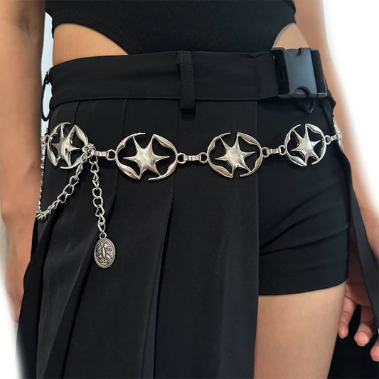 Western Cowgirl Metal Concho Waist Chain Belt Adjustable