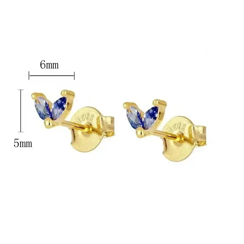 925 Sterling Silver Tiny Stud Earrings Colorful Crystal Luxury Jewelry LN0132-13
