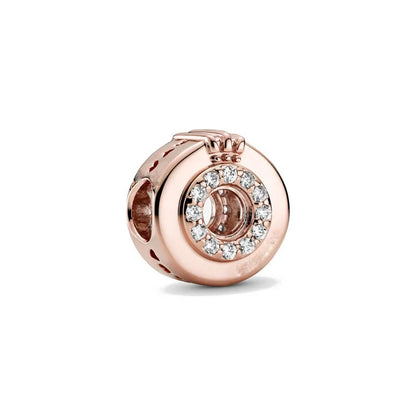 Rose Gold Padlock Heart Key Pendant Necklace for Women 925 Silver with Zircon Beads P226