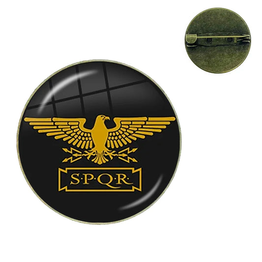 Vintage Roman Empire Legion Glass Cabochon Brooch Pins for Men and Women