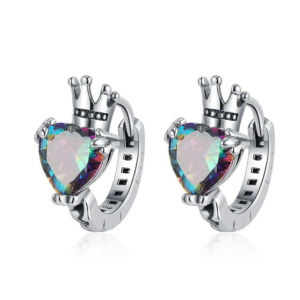 Elegant 925 Sterling Silver Zircon Stud Earrings for Women's Wedding and Engagement