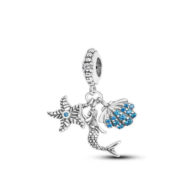 Sunflower Evil Eye Charm 925 Silver Plated Bead for DIY Bracelets Women's Jewelry B2789