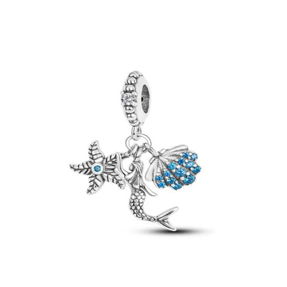 Sunflower Evil Eye Charm 925 Silver Plated Bead for DIY Bracelets Women's Jewelry B2789
