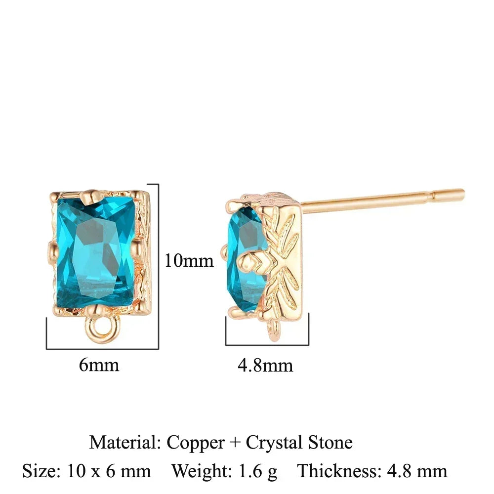 Elegant Copper Crystal Waterdrop Stud Earring Findings Set - 10 Piece Birthday Stone Jewelry Clasps
