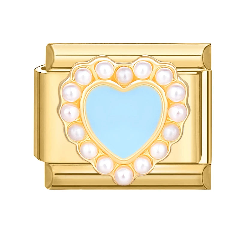 Golden 3D Bow Crown Flowers Pearl Charms for 9mm Italian Bracelet Stainless Steel DIY Jewelry