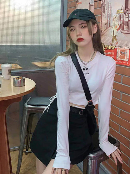 Sexy Crop Long Sleeve Bandage Top Harajuku Ulzzang Women