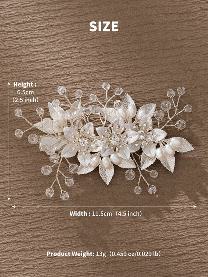 Elegant Bridal Pearl Hairpins Gold Metal Flower Hair Accessories for Women and Girls