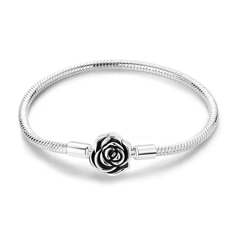 925 Sterling Silver Heart Lock Snake Bone Chain Bangle Women’s Classic Zircon Bracelet Fine Jewelry Party Gift