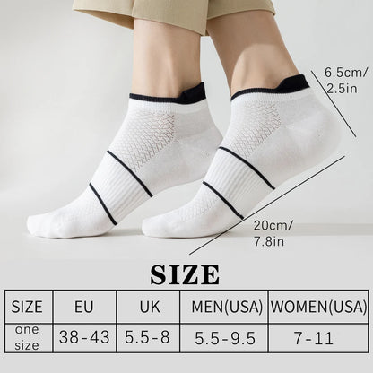 5 Pairs Mens Antibacterial Colorblock Ankle Socks Breathable