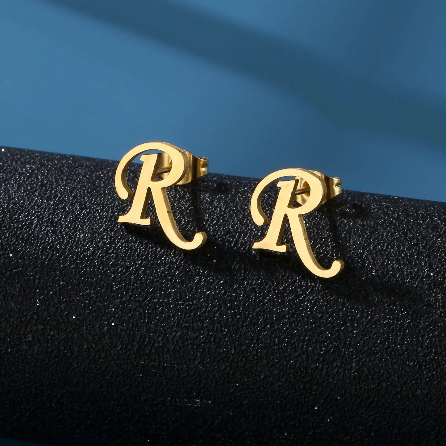 Tiny Stainless Steel Initial Letter Stud Earrings Gift R