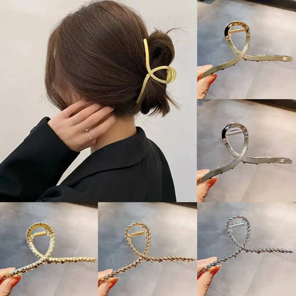 Geometric Metal Hair Claw Clips for Women Fashionable Zinc Alloy Hairpins