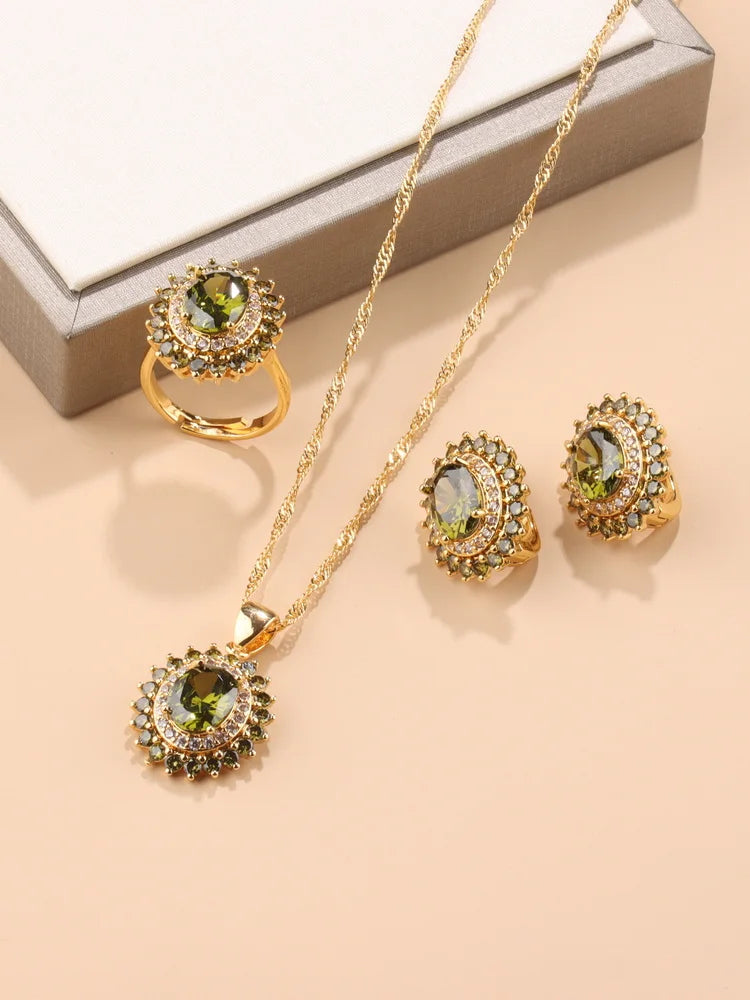 Exquisite 18K Gold Plated Women's Wedding Jewelry Set With Cubic Zirconia