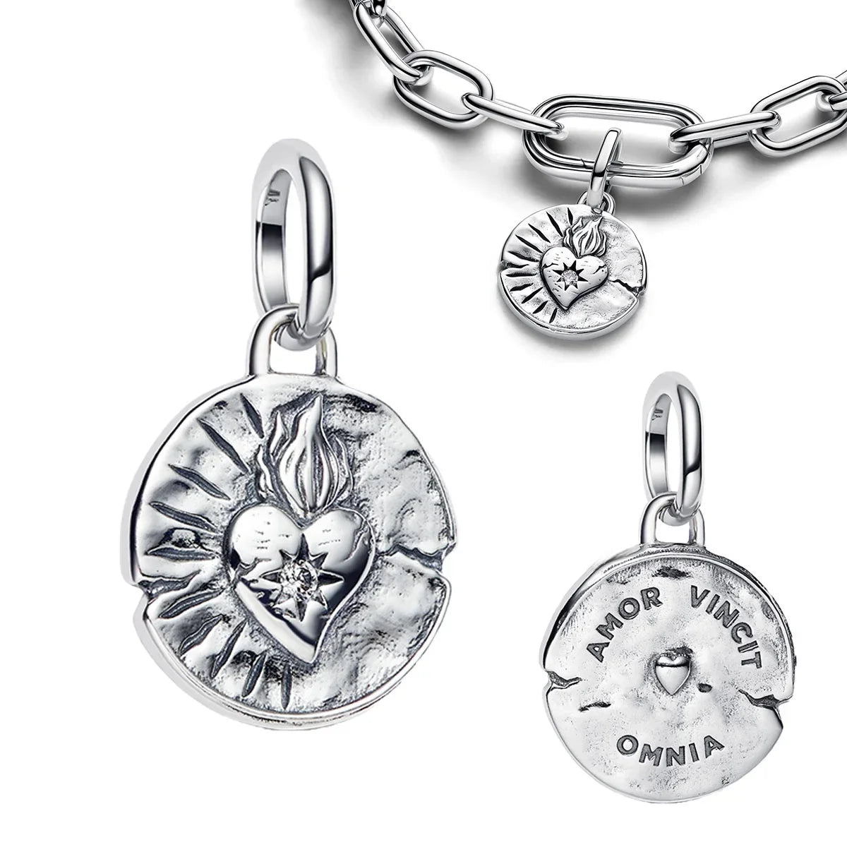 925 Sterling Silver Golden Round Charms with Horse Lion Castle Beads for DIY Womens Jewelry Gift