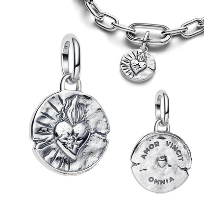 925 Sterling Silver Golden Round Charms with Horse Lion Castle Beads for DIY Womens Jewelry Gift