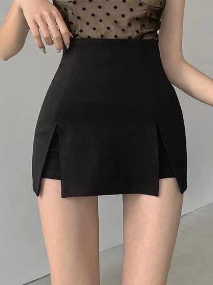 Elegant High Waist Split Shorts Skirt A Line Office Wear