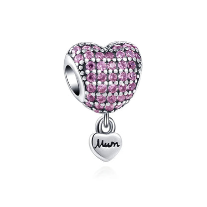 Elegant 925 Sterling Silver Bow Charm with Zircon for Mother's Day Bracelet