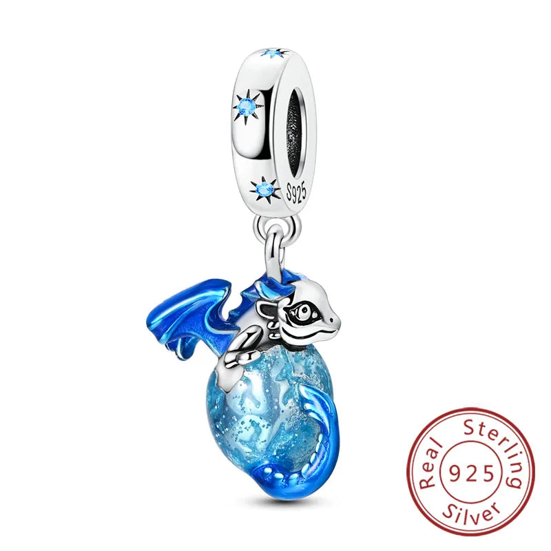 925 Sterling Silver Owl Bow Zircon Charm Beads Pendant