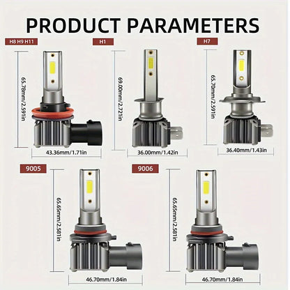 9005 9006 H4 H7 H11 LED Headlight Bulbs High Low Beam 28000 Lumens 6000K White Light 180W COB Chips Plug and Play 2 Pack