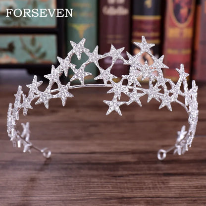 Elegant Rhinestone Star Crystal Bridal Tiara for Weddings and Parties