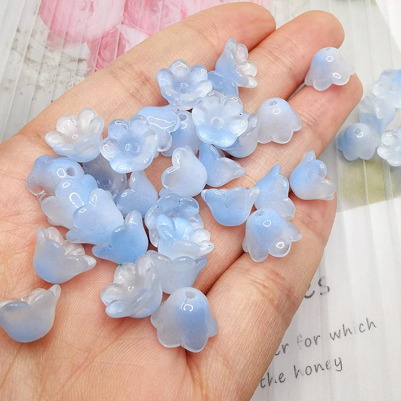 30 Piece Colorful Flower Shape Glass Beads for DIY Jewelry Making and Handmade Accessories