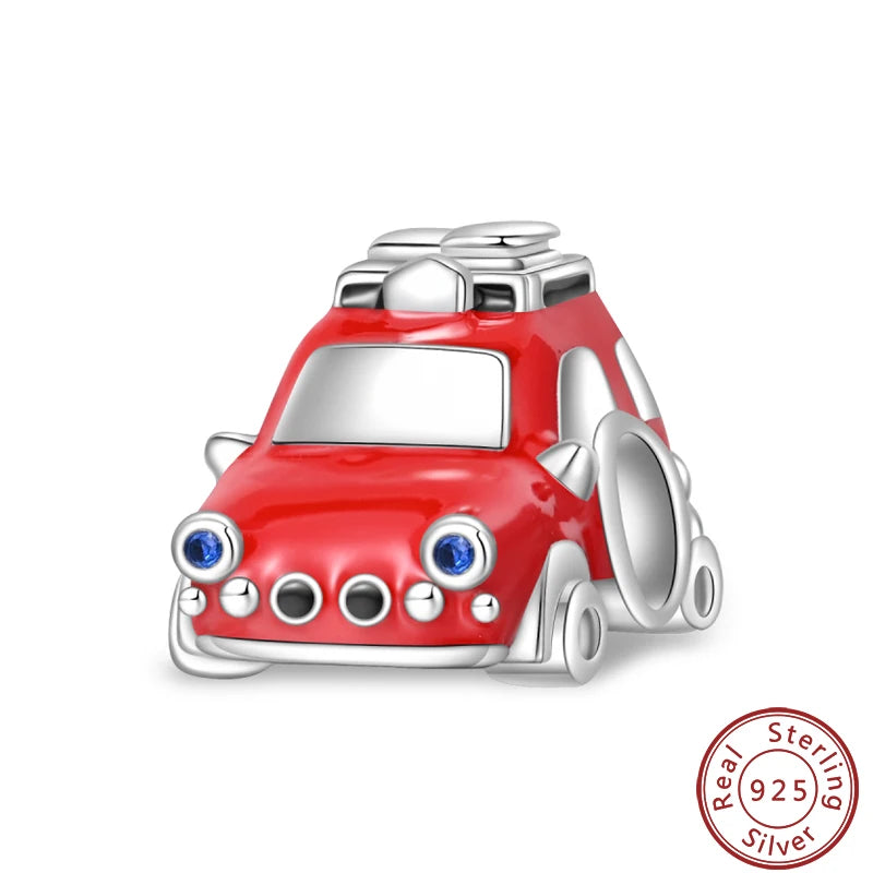 Sterling Silver Sports Car Motorcycle Charm Beads for DIY Jewelry Making PAC995