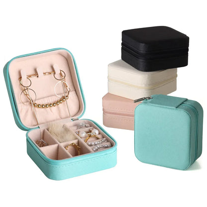 Travel Jewelry Organizer PU Leather Case for Earrings, Necklaces, Rings