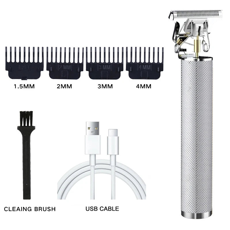 Professional Beard Trimmer Kit T9 Hair Clippers for Men Vintage Shaving Machine with Multiple Nozzles and Long Battery Life