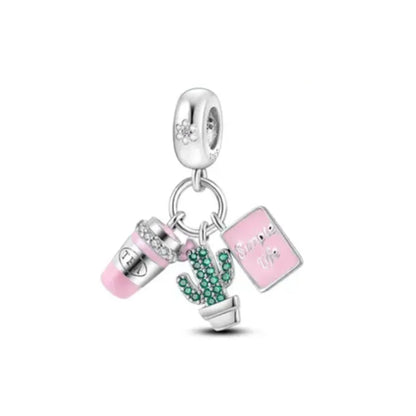 Spring Butterfly Heart Enamel Flower Charm Bead for Bracelets and Necklaces