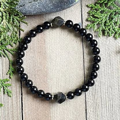 Elegant Unisex Black Tourmaline Obsidian Bracelet Gift