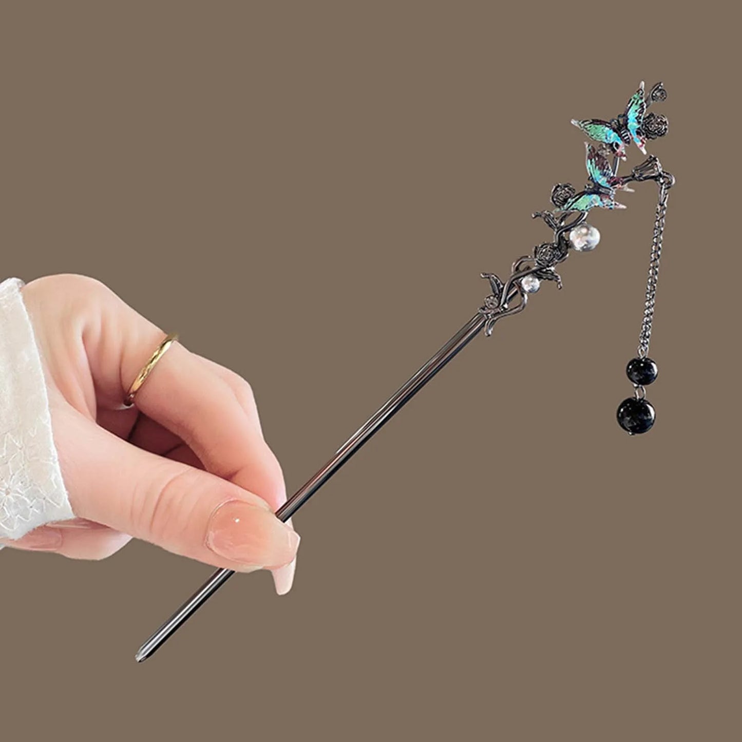 Elegant Floral Metal Hairpin Set for Women - Modern Chinese Hanfu Hair Accessories