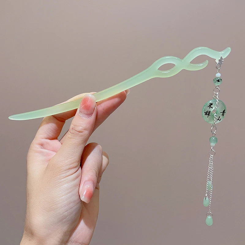 Elegant Chinese Tassel Hair Stick Floral Design Hairpin for Women