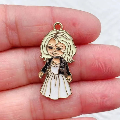 10 Piece Halloween Horror Character Dripping Oil Alloy Pendant Set for DIY Jewelry Accessories