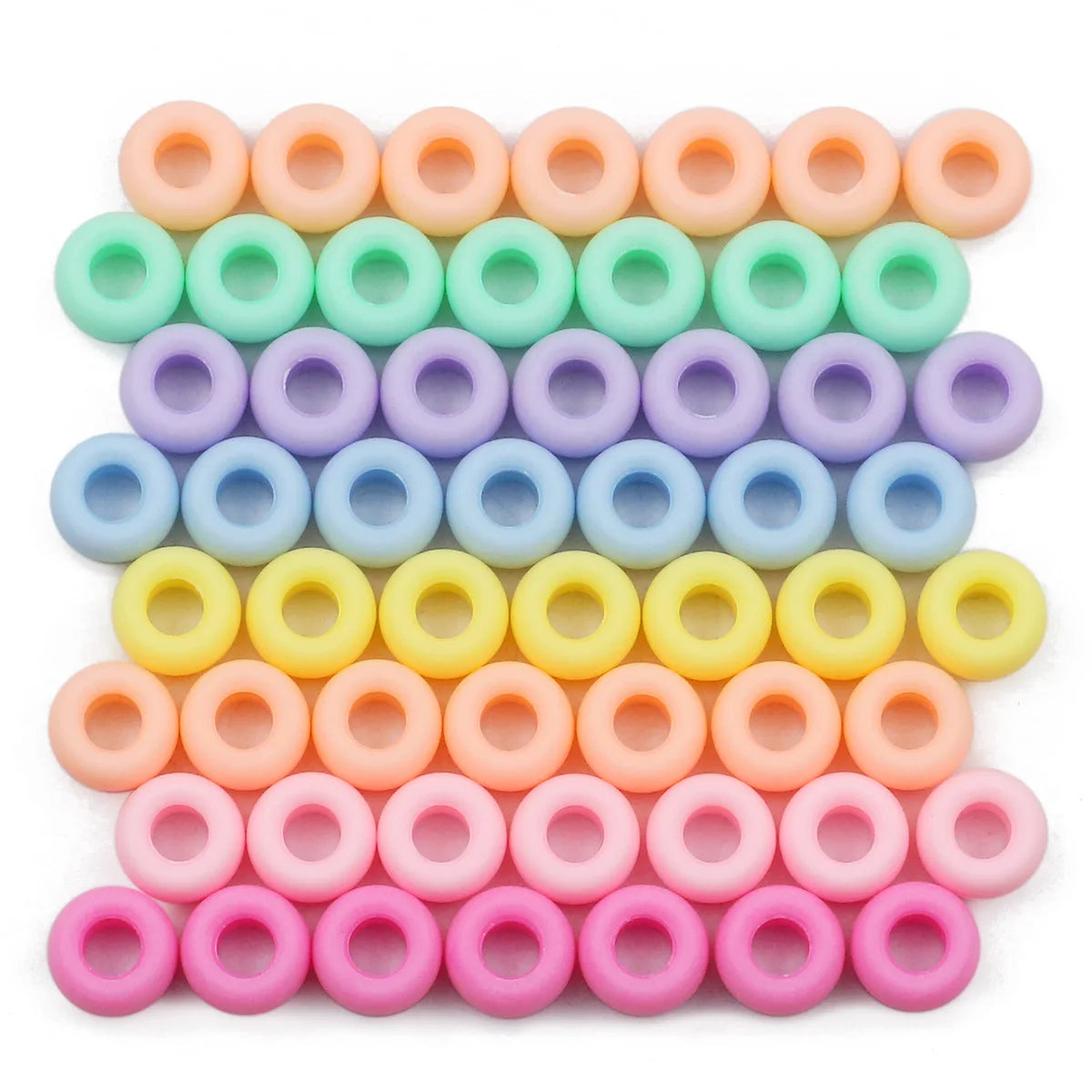 200 Pieces Colorful Silicone Acrylic Large Hole Loose Beads for DIY Bracelet Necklace and Hair Accessories