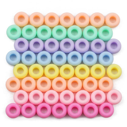 200 Pieces Colorful Silicone Acrylic Large Hole Loose Beads for DIY Bracelet Necklace and Hair Accessories
