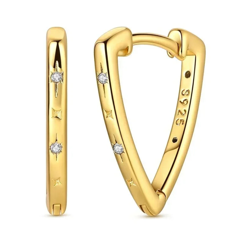 925 Sterling Silver Gold Hoop Earrings Halloween Pumpkin Skull Christmas Tree Zircon Studs for Women DIY Jewelry