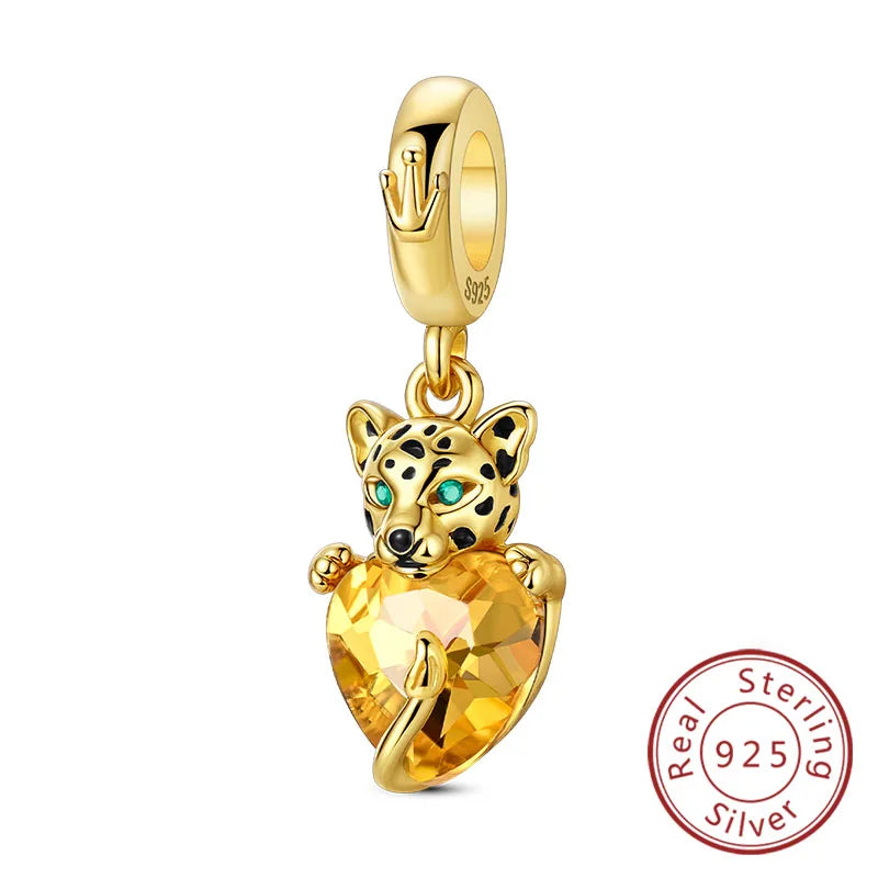 925 Sterling Silver Owl Bow Zircon Charm Beads Pendant