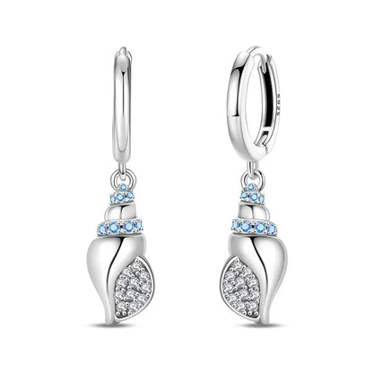925 Sterling Silver Tulip Hoop Earrings with Dragonfly Firefly Bow Shell Conch and Turtle Designs Fine Jewelry Gifts for Women