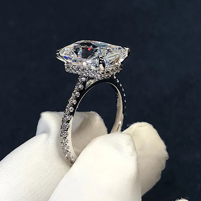 Fashion Moissanite Engagement Ring in Sterling Silver for Women and Men