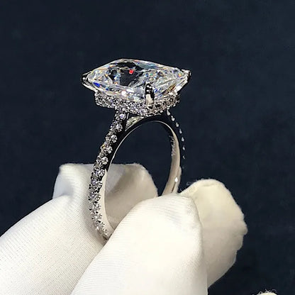 Fashion Moissanite Engagement Ring in Sterling Silver for Women and Men