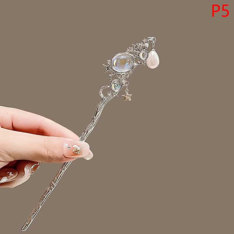 Elegant Chinese Tassel Hair Stick Floral Design Hairpin for Women