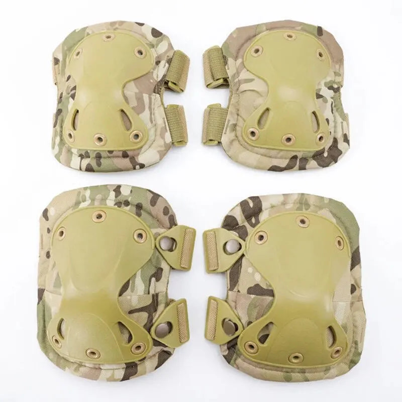 Outdoor Tactical Protective Gear Set Of 4 Knee And Elbow Pads Light camouflage