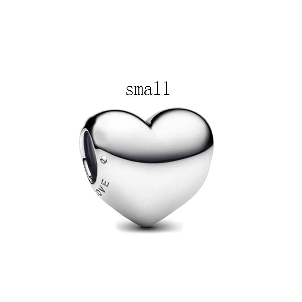 925 Sterling Silver Zirconia Heart Gold Silver Charm