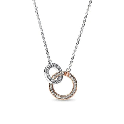 2025 European 925 Silver Pink and Red Heart-Shaped Necklace for Elegant Women