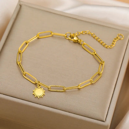 Skyrim Sun Zircon Charm Bracelet for Women - Stainless Steel Fashion Jewelry