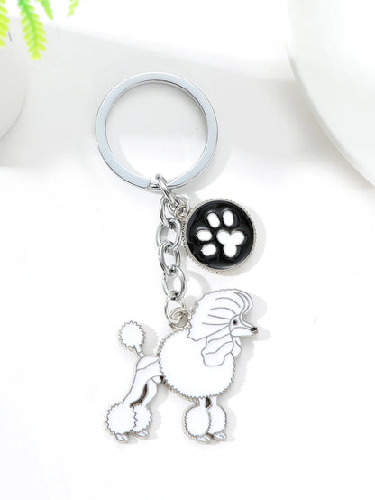 Alaska Husky Cartoon Dog Keychain for Pet Lovers - Cute Silver Zinc Alloy Accessory for Men and Women