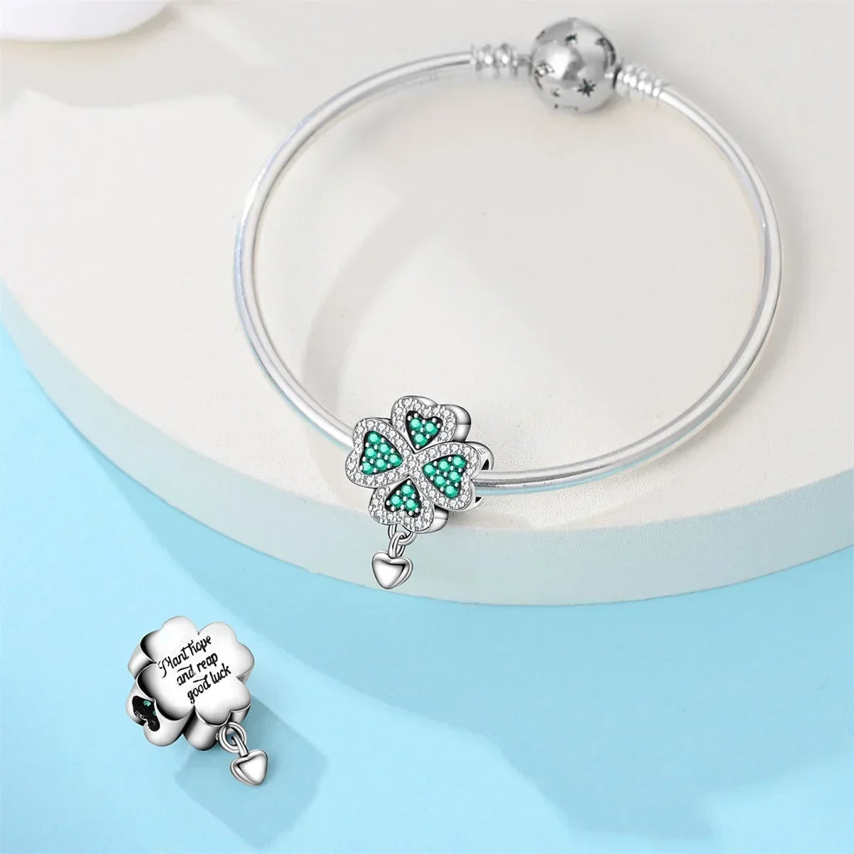 925 Sterling Silver Heart Blooming Rose Full Diamond Zircon Charms Pendant Beads for Bracelets and Necklaces